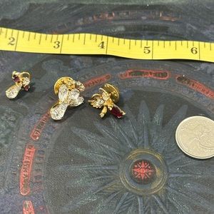 LOT of 3 mini rhinestone angel pins
